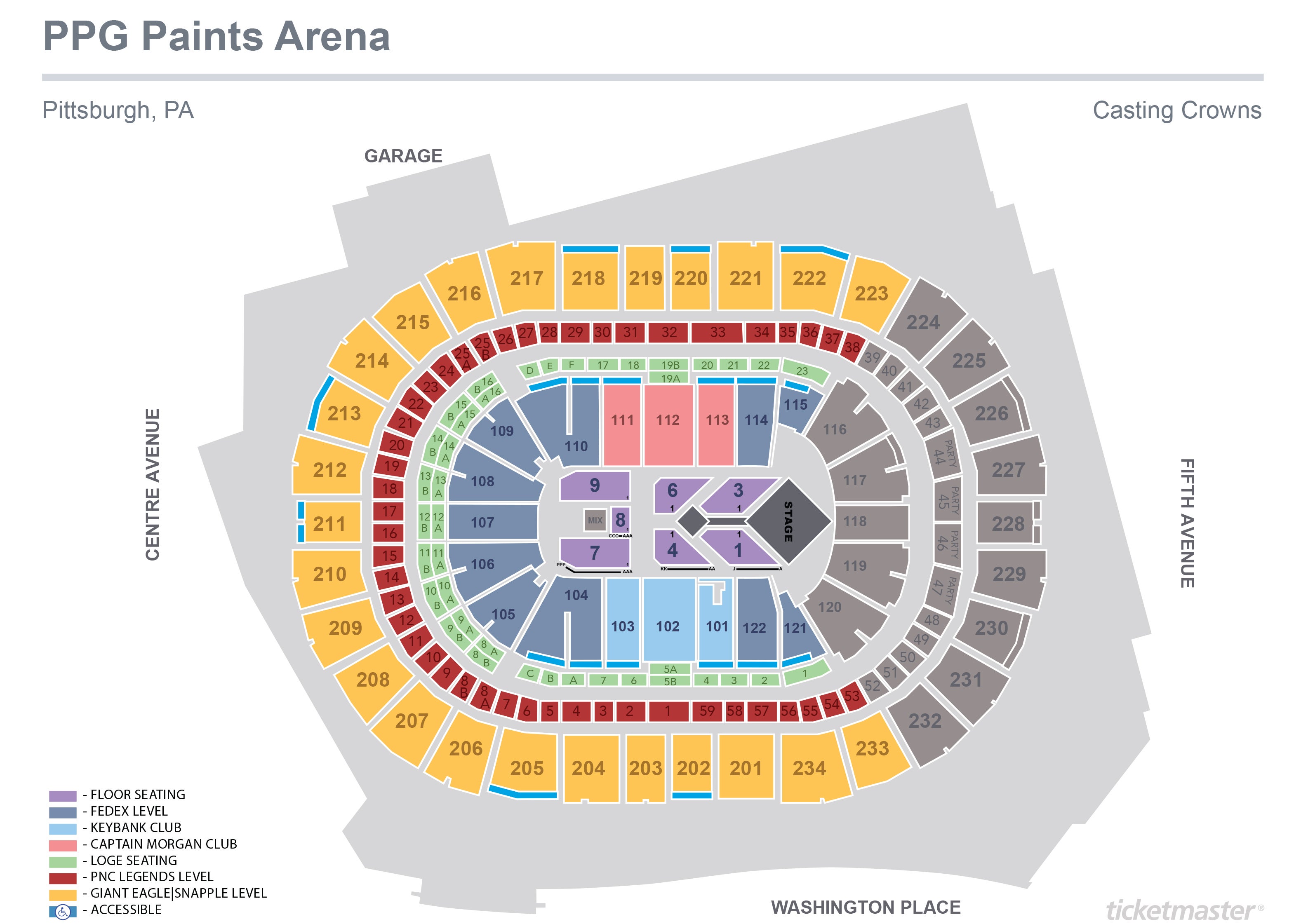 Detailed Seating Chart Ppg Paints Arena