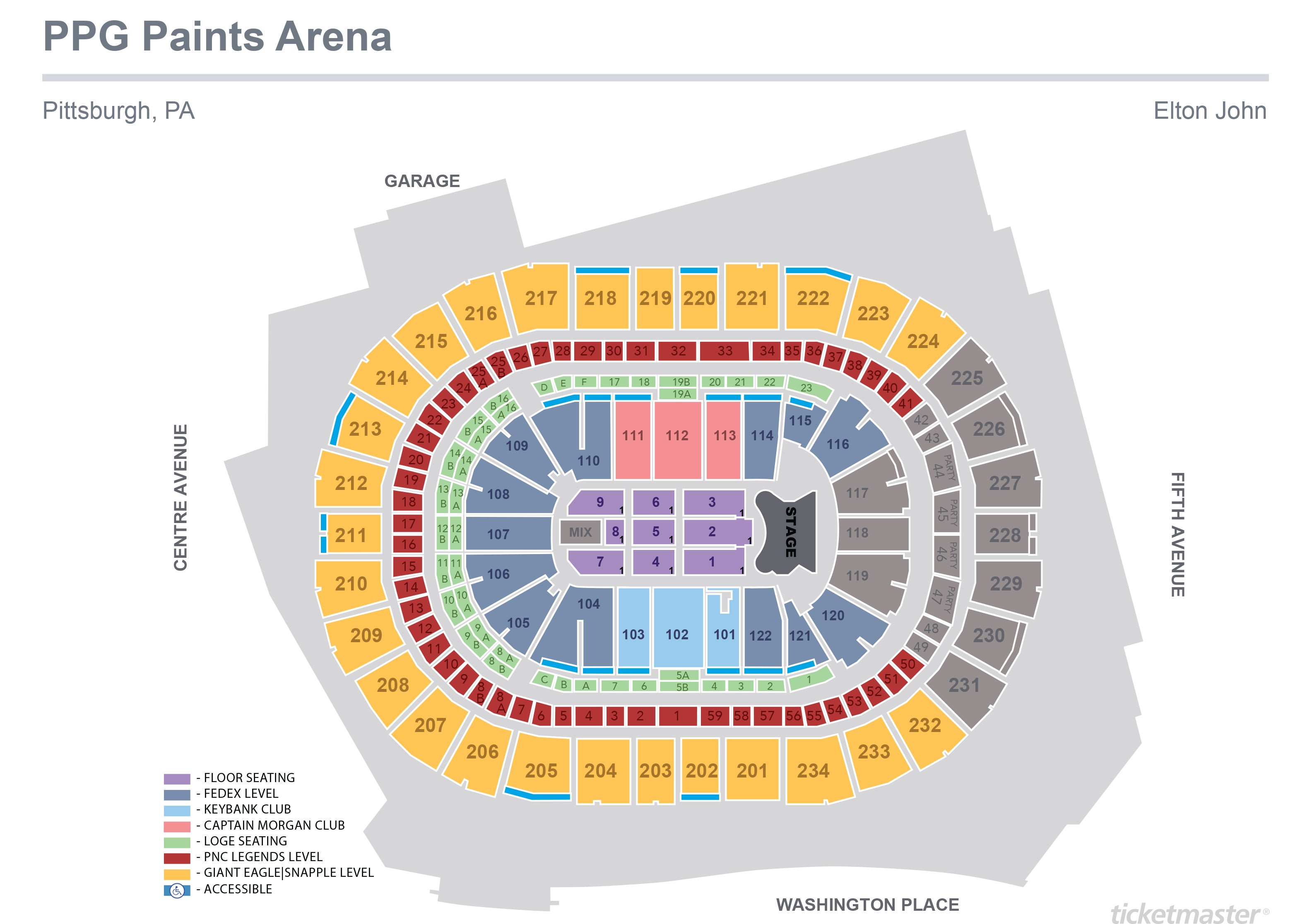 Square Garden Seating Chart Elton John