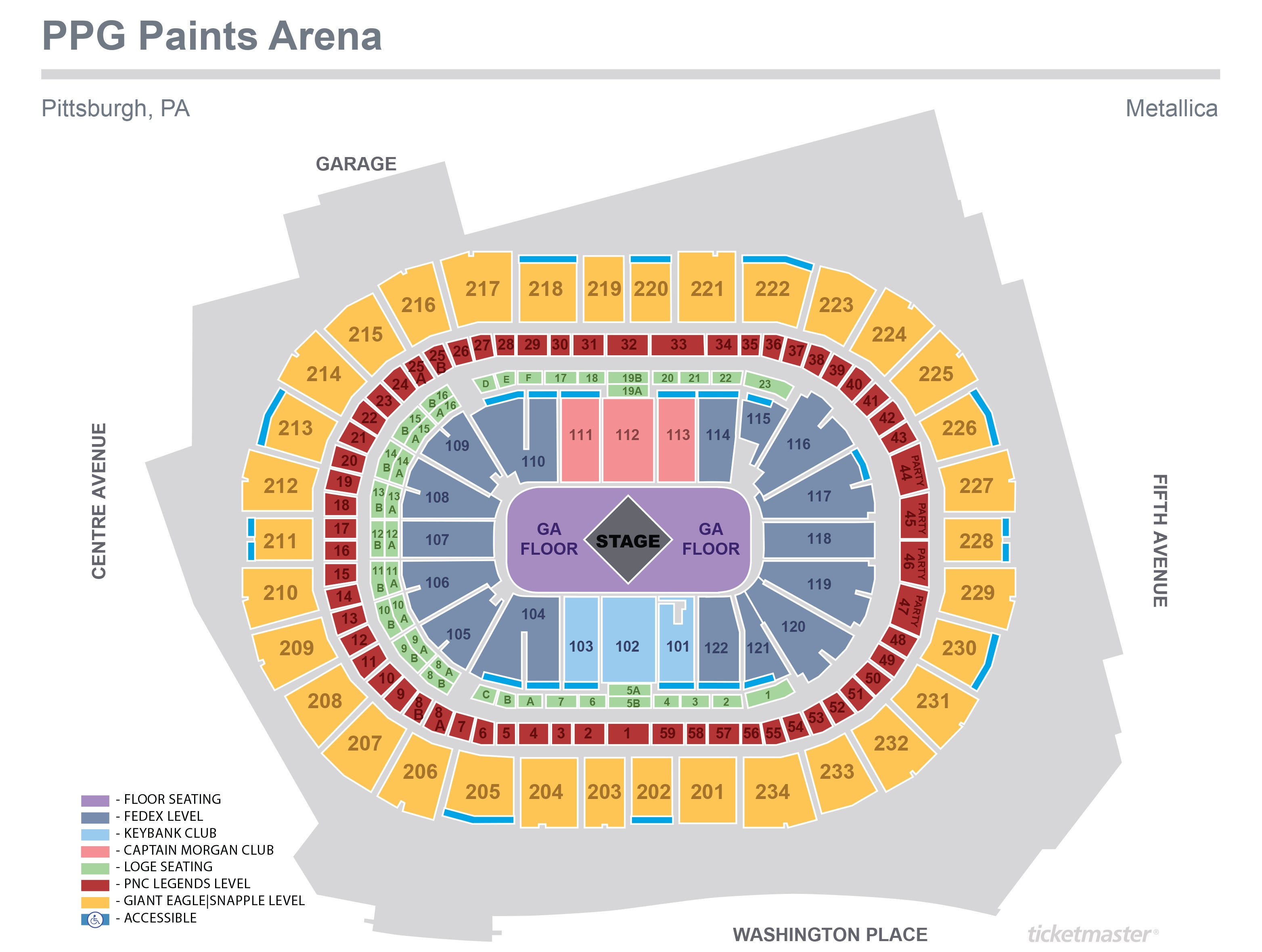 At T Stadium Seating Chart Metallica